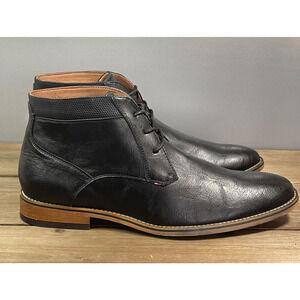 Tommy Hilfiger Men's Balen Chukka Boots Size 12 Black Faux Leather Lace Up